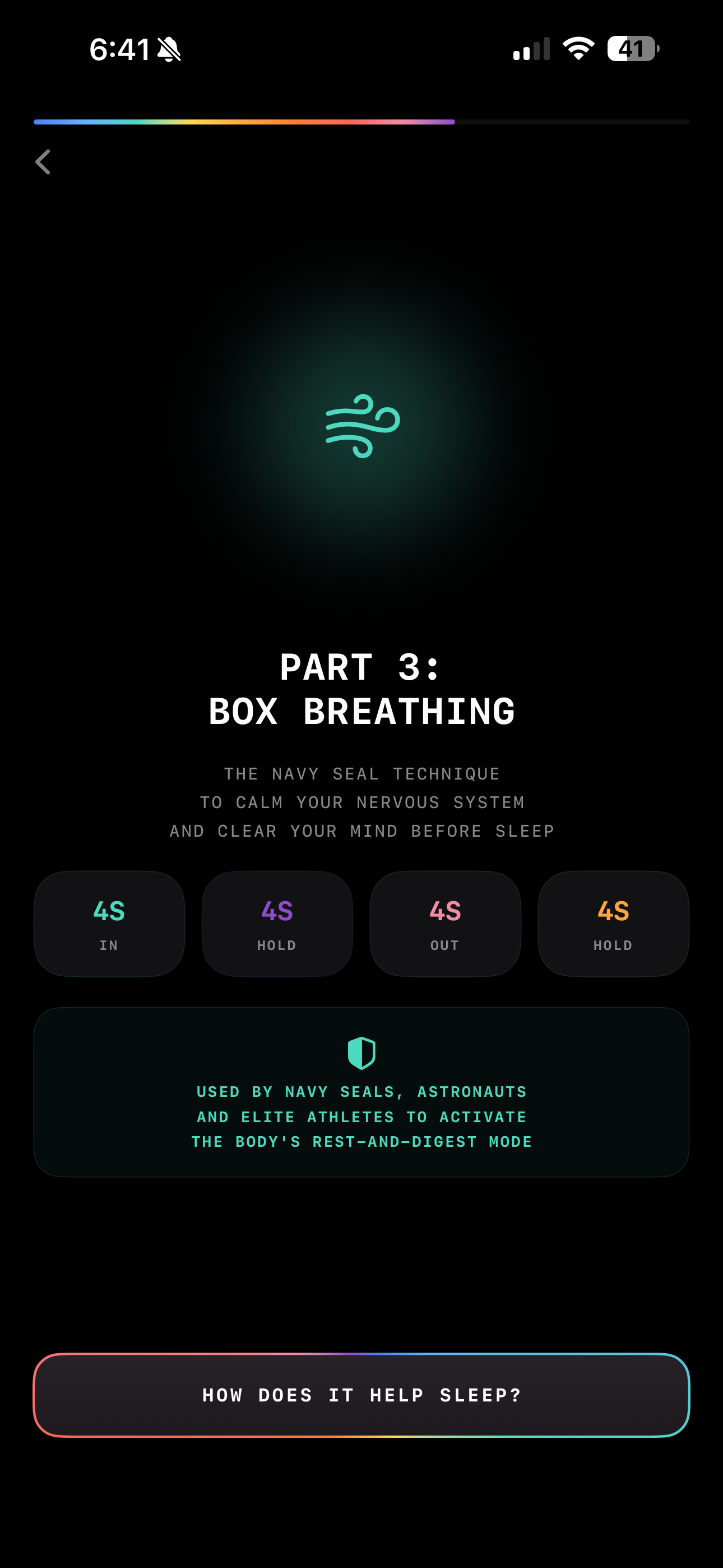 RedSleep box breathing exercise