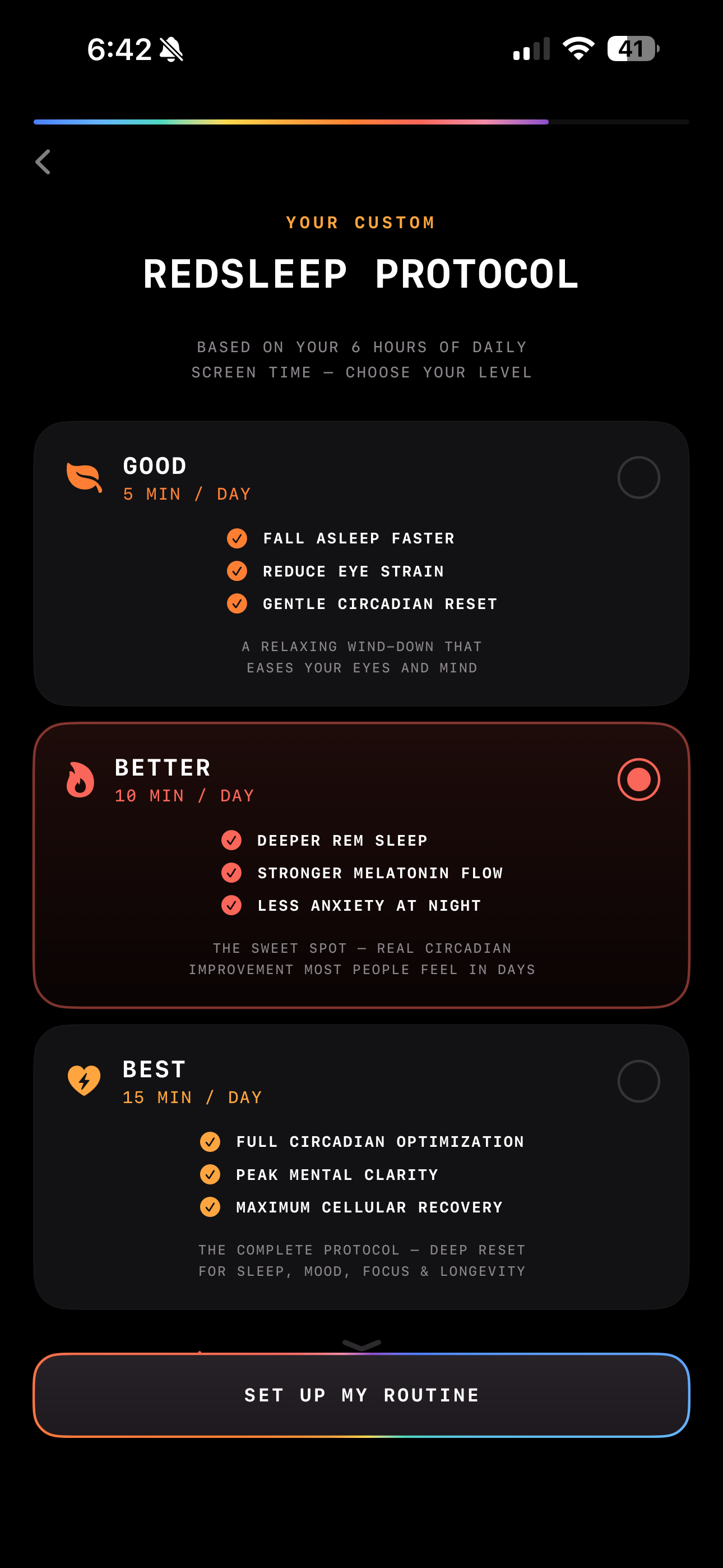 RedSleep customizable protocol tiers